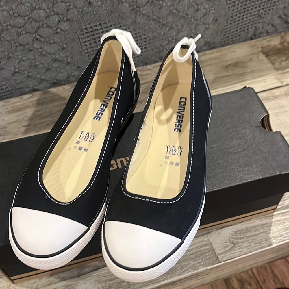 Converse Black and White Dainty slip on shoes.  New with box
